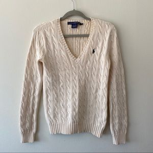 Ralph Lauren sport cream v-neck sweater size M